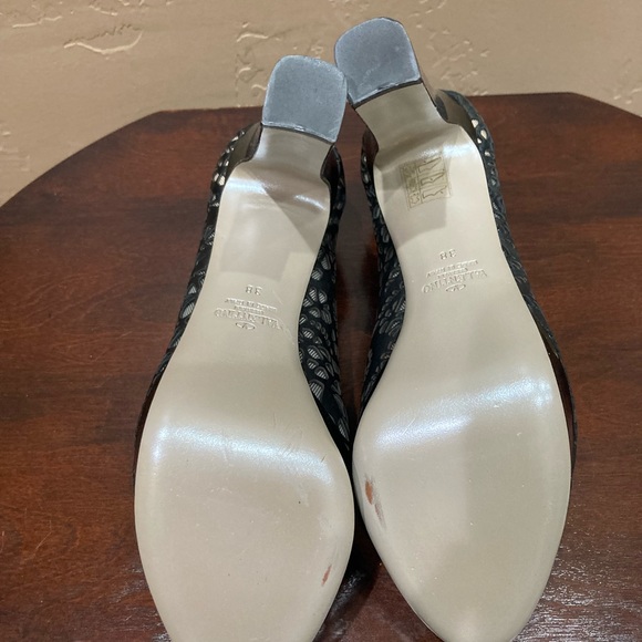 Valentino Garavani Peep Toe Laser Cut Mesh Pumps, Size 38/8, Black - Picture 11 of 13